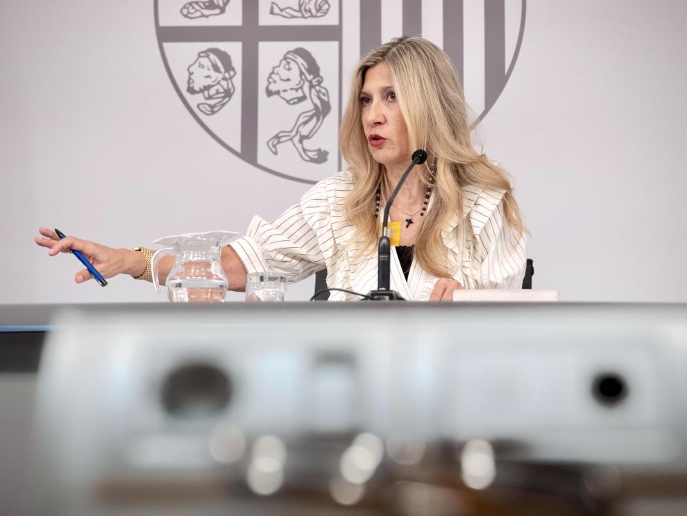 La vicepresidenta y portavoz del Gobierno de Aragón, Mar Vaquero, en rueda de prensa tras el Consejo de Gobierno.