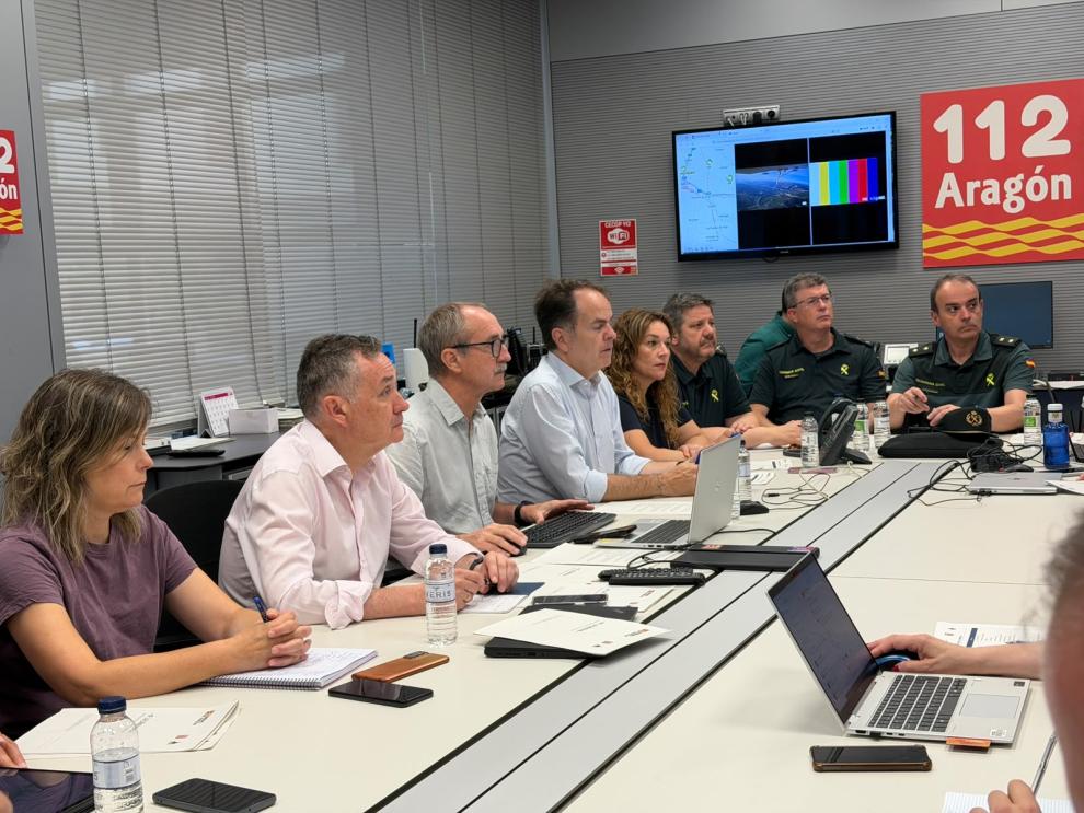 Reunión del Cecopi esta mañana en la sala de crisis del 112.