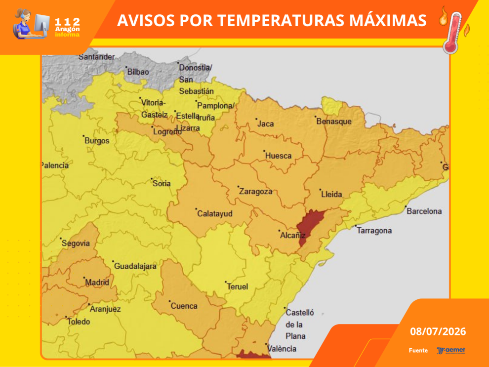 Avisos por temperaturas máximas (08/07)