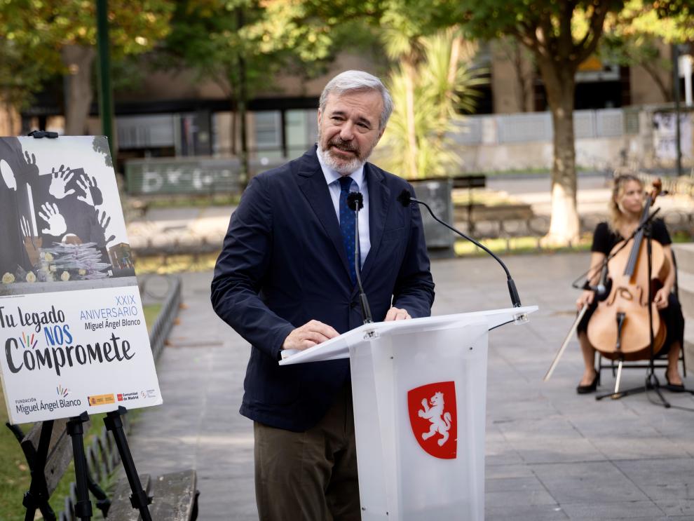 El presidente Azcón, durante el acto de homenaje a Miguel Ángel Blanco.