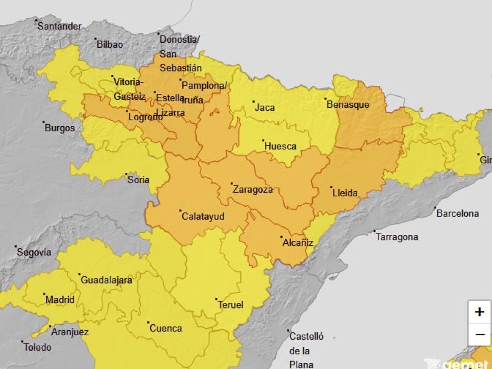 Avisos por temperaturas máximas en Aragón para este martes, 14 de julio.