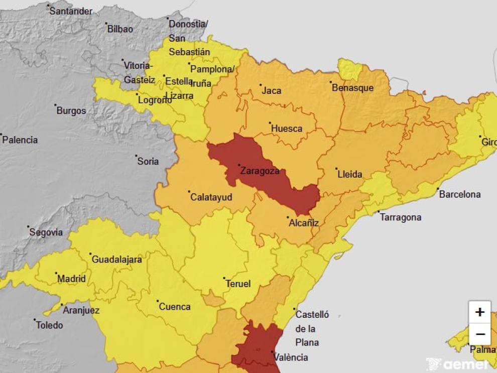 Avisos por altas temperaturas, miércoles 15 de julio en Aragón.