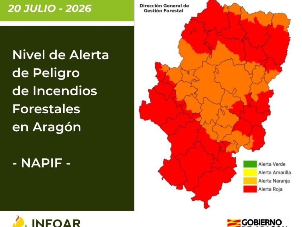 Nivel de Alerta por Riesgo de Incendios Forestales para este lunes 20 de julio