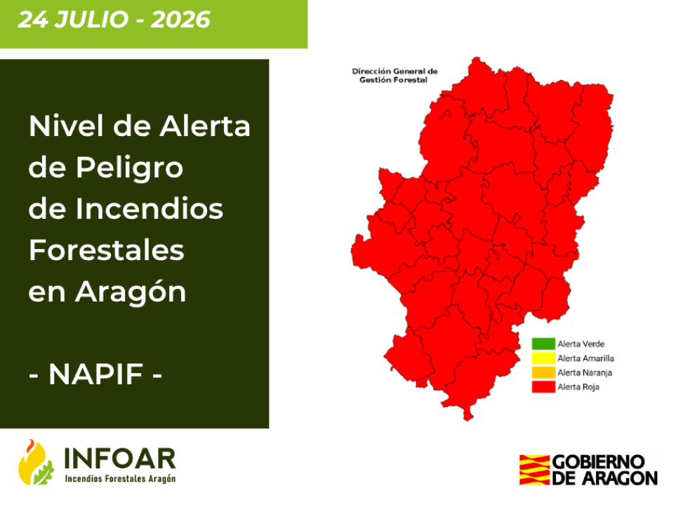 Alerta de riesgo de incendios el 24 de julio de 2026