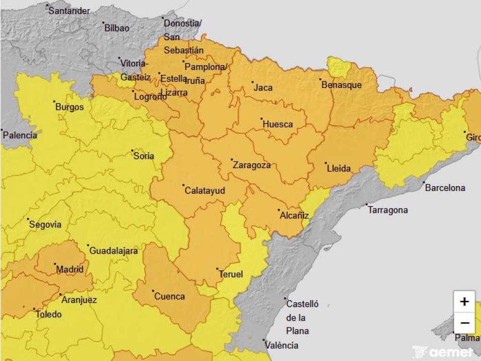 Avisos por temperaturas máximas en Aragón, jueves 30 de julio.