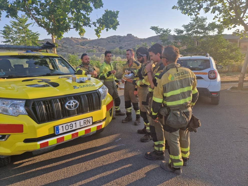Efectivos del Infoar durante uno de los incendios ocurridos en la provincia de Huesca durante este verano.